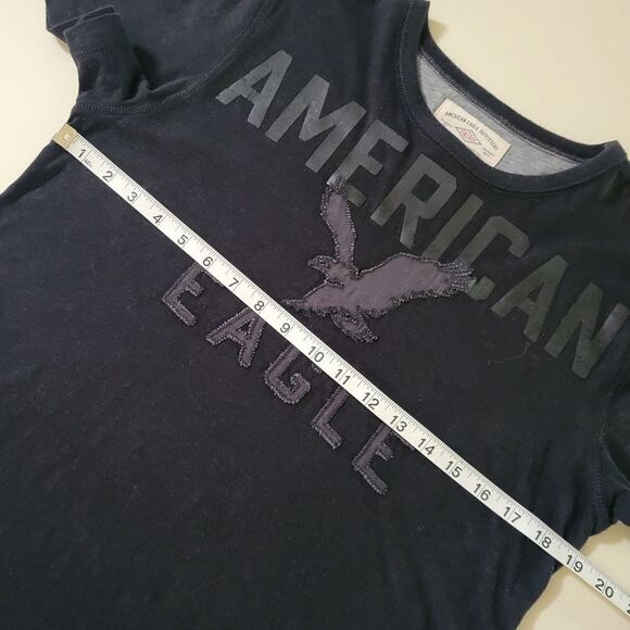 American Eagle Outfitters Men's Black Appliquéd Crewneck Short Sleeve Tee - Picture 3 of 12